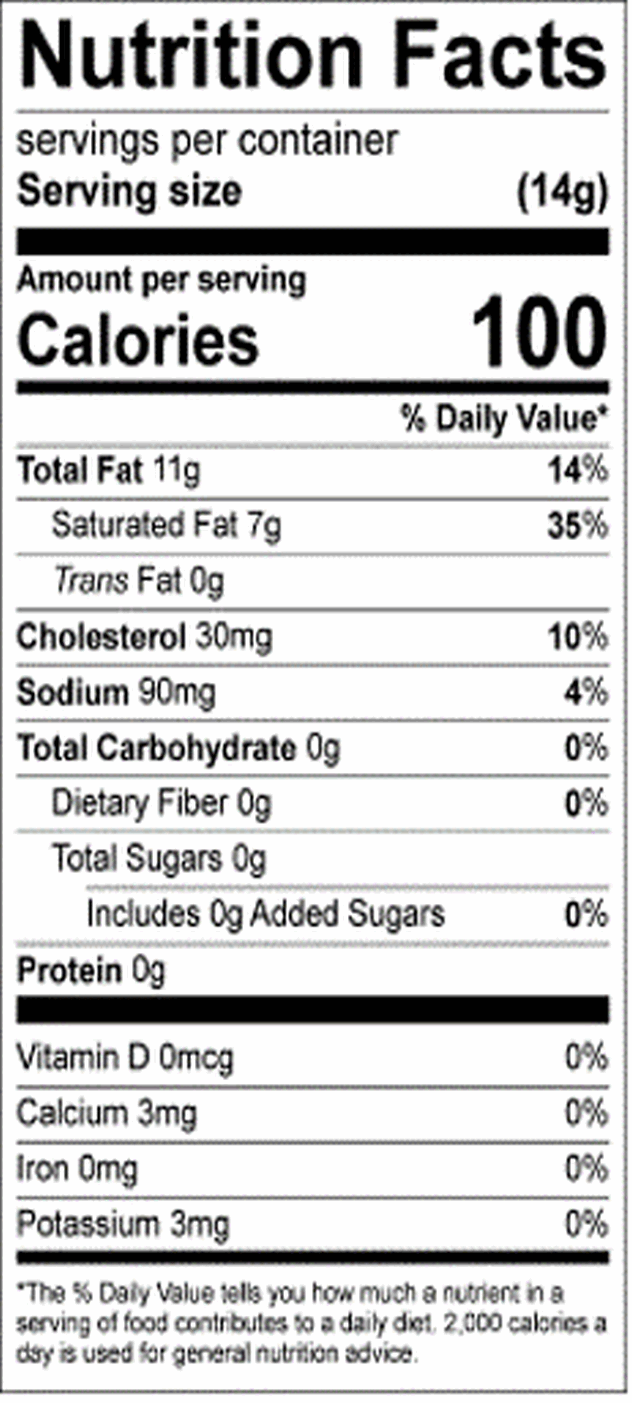 Salted Butter Music Note Shape Nutritional Facts