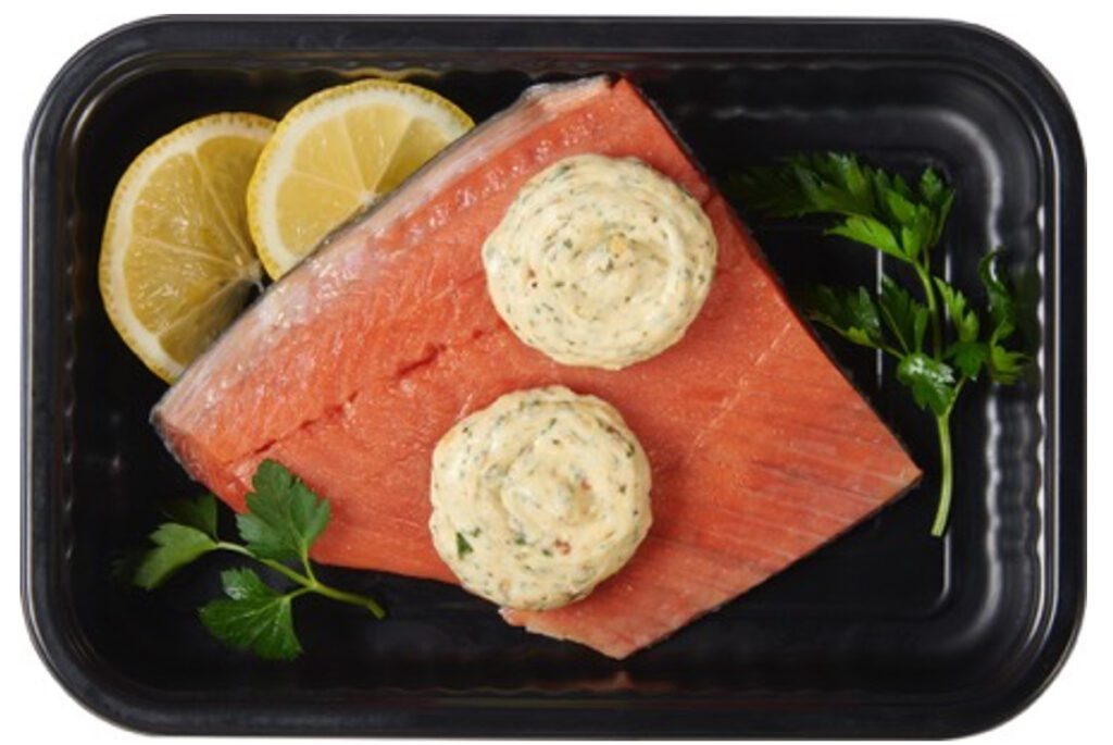 A flavored butter dollop makes it easy and of greater value for this salmon prepared meal.